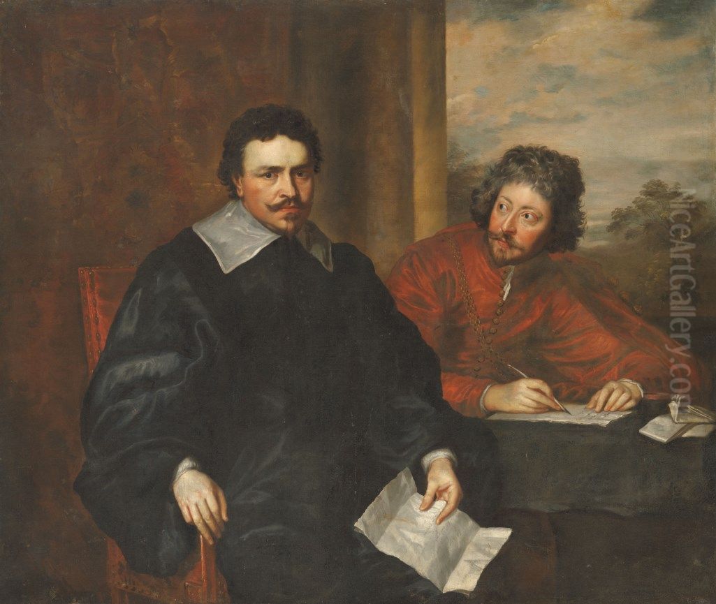 Thomas Wentworth, 1st Earl of Strafford (1593-1641), with his secretary Sir Philip Mainwaring (1589-1661) Oil Painting by Sir Anthony Van Dyck