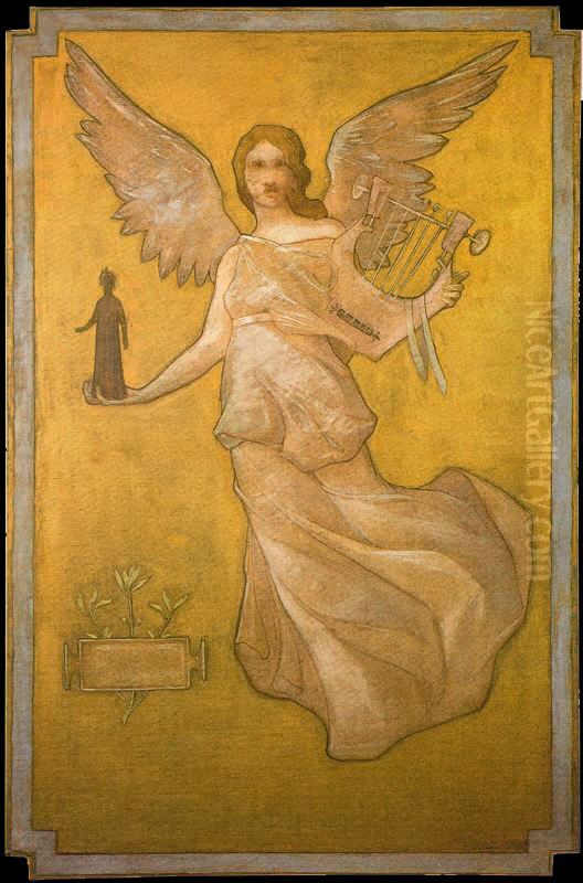 La Poesia mistica Oil Painting by Edmond-Francois Aman-Jean