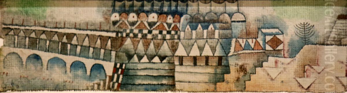 Old Town and Bridge Oil Painting by Paul Klee