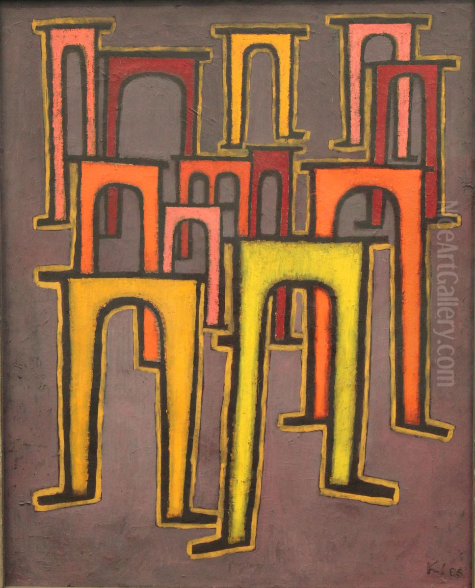 Revolution of the Viaduct Oil Painting by Paul Klee