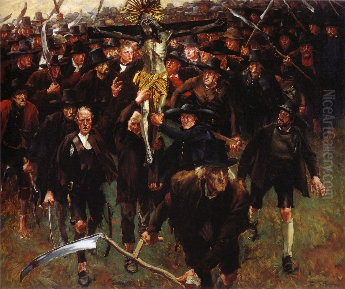 Das Kreuz Oil Painting by Albin Egger-Lienz