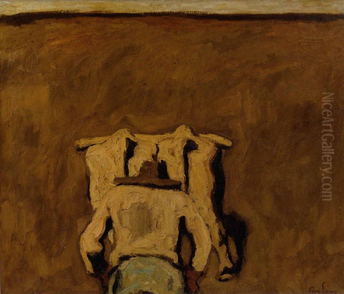 The Plough man Oil Painting by Albin Egger-Lienz