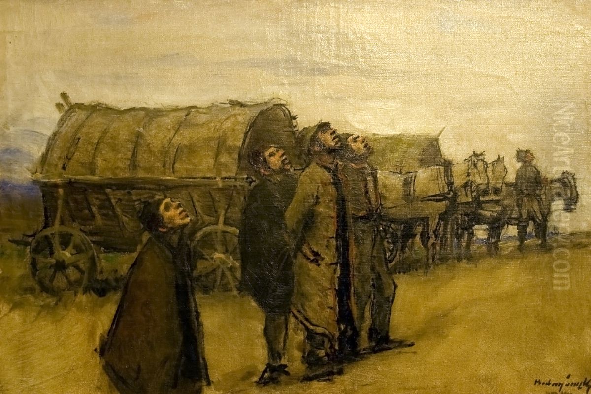 Aerial Attack Oil Painting by Laszlo Mednyanszky