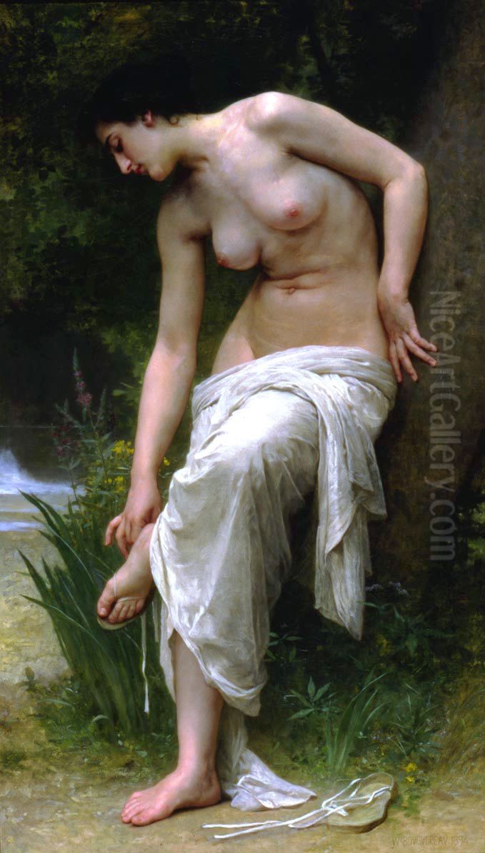 After the Bath Oil Painting by William-Adolphe Bouguereau