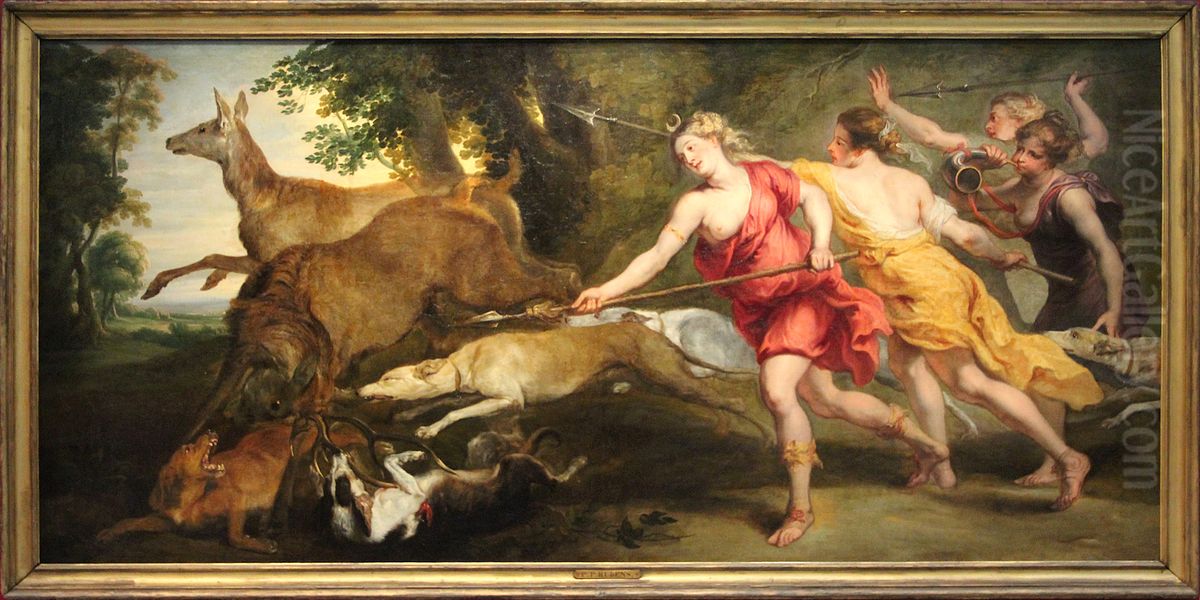 Diana and nymphs hunting Oil Painting by (studio of) Rubens, Peter Paul