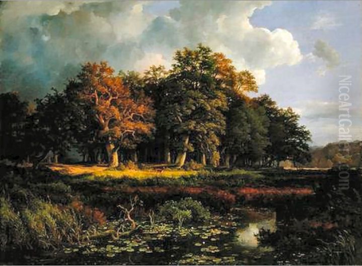 Der Stangenmuhlengrund im Sachsenwald Oil Painting by Adolph Friedrich Vollmer