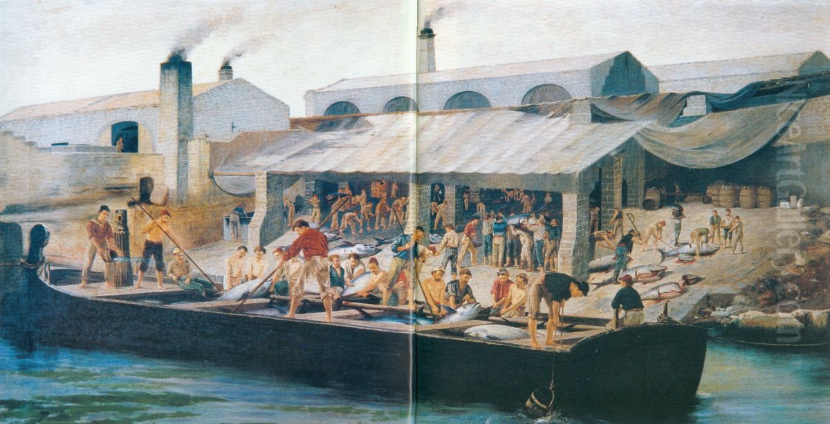 La tonnara di Favignana. Oil Painting by Antonio Varni