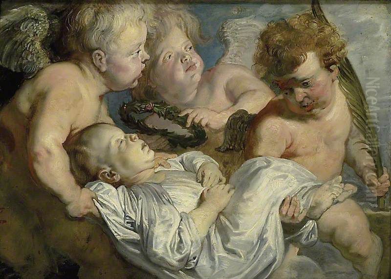 A dead Child carried to Heaven by Angels Oil Painting by (studio of) Rubens, Peter Paul