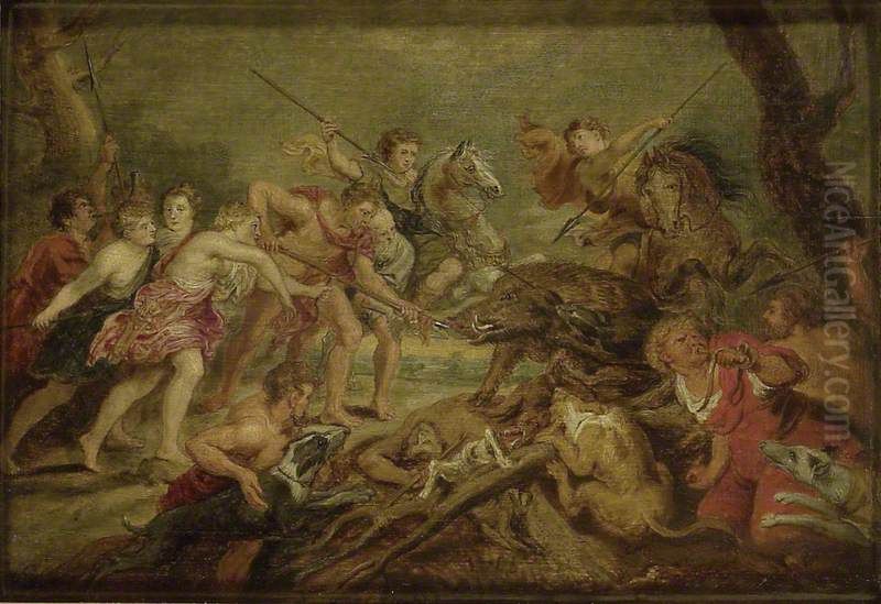 The Hunting of the Calydonian Boar Oil Painting by (studio of) Rubens, Peter Paul