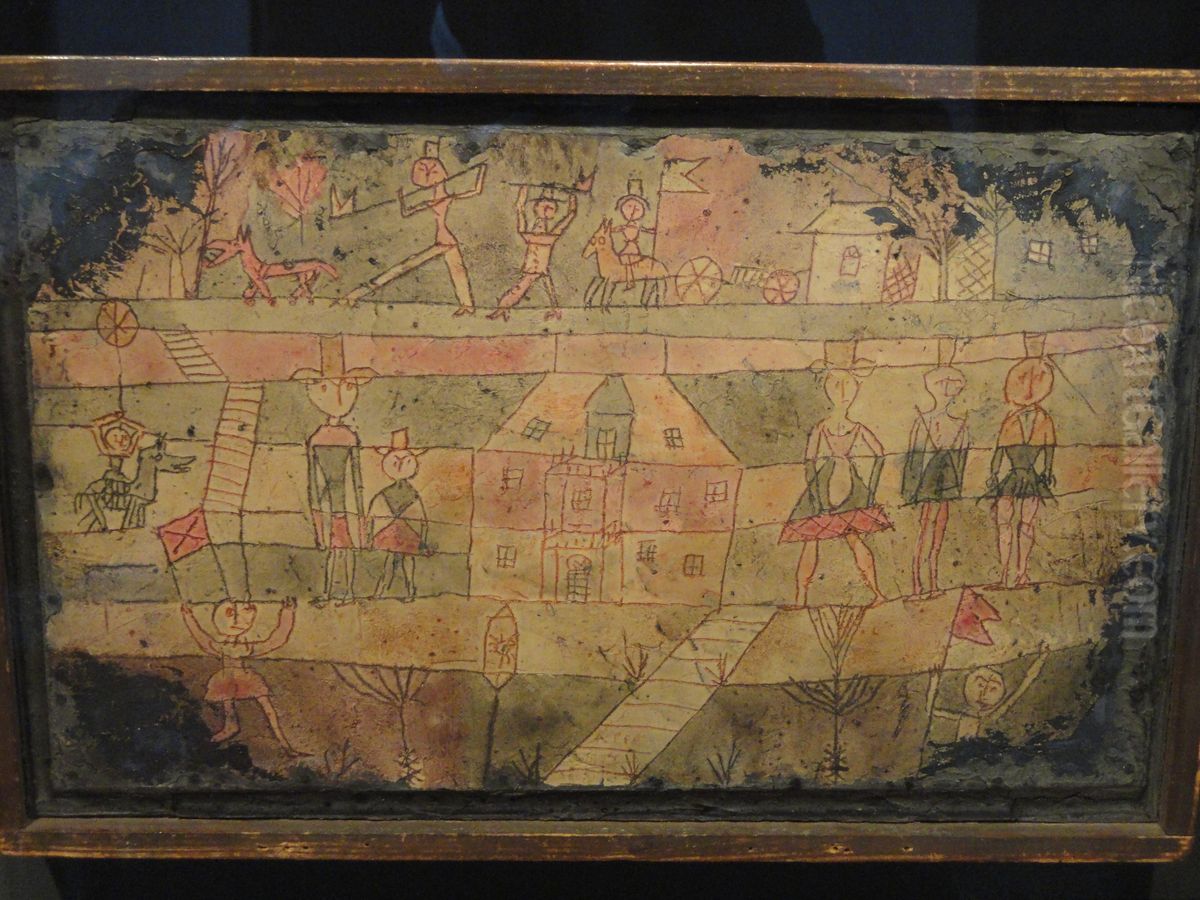 Arrival of the Jugglers Oil Painting by Paul Klee