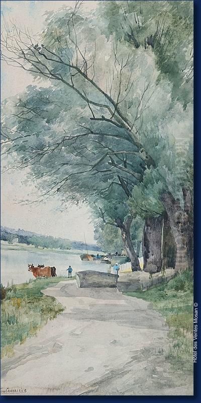 Paysage Anime A La Riviere Oil Painting by Jean Cambresier