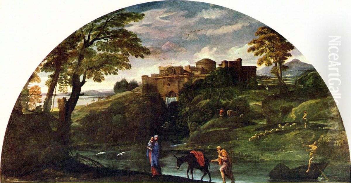 The Flight into Egypt Oil Painting by Annibale Carracci