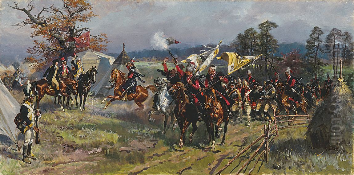 After the Battle of Zielence 1792 Oil Painting by Wojciech Kossak