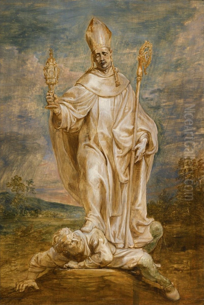 Saint Norbert  overcoming the heretic Tanchelm Oil Painting by (studio of) Rubens, Peter Paul