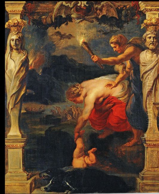Achilles dipped into the river Styx Oil Painting by (studio of) Rubens, Peter Paul