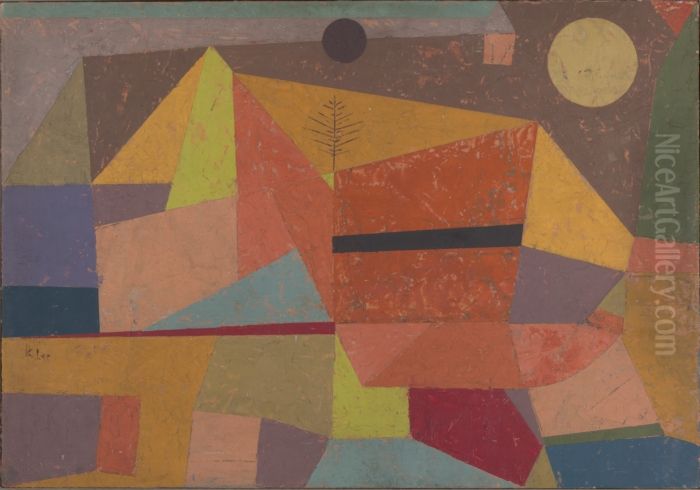 Joyful Mountain Landscape Oil Painting by Paul Klee