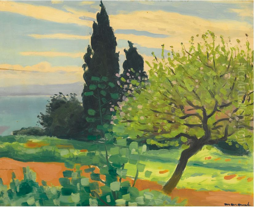 CYPRES ET ARBRES EN FLEURS Oil Painting by Albert Marquet