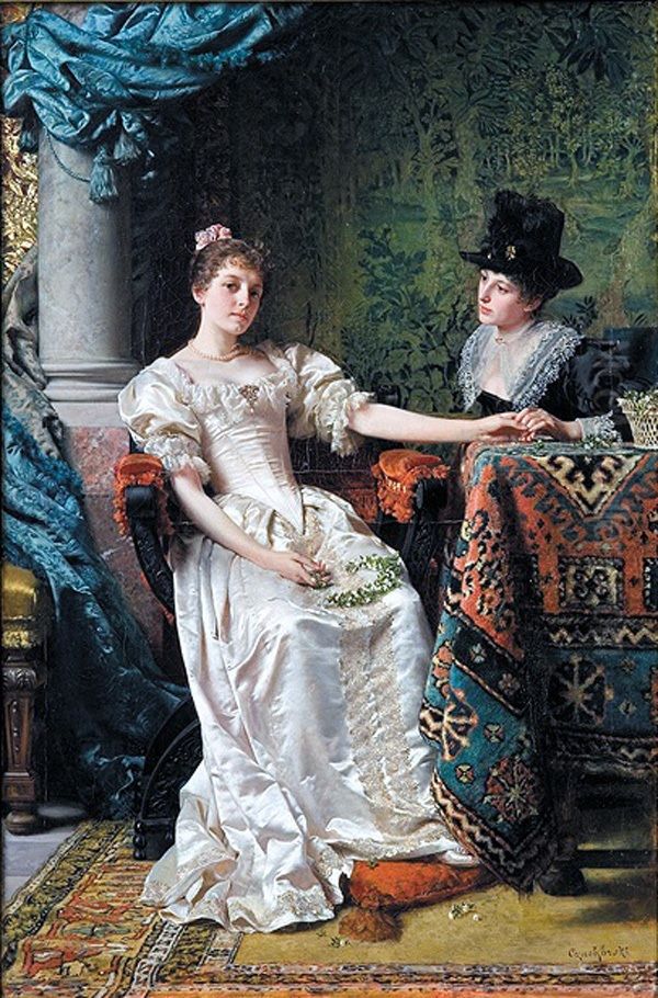 Slubny wianek Oil Painting by Wladyslaw Czachorski