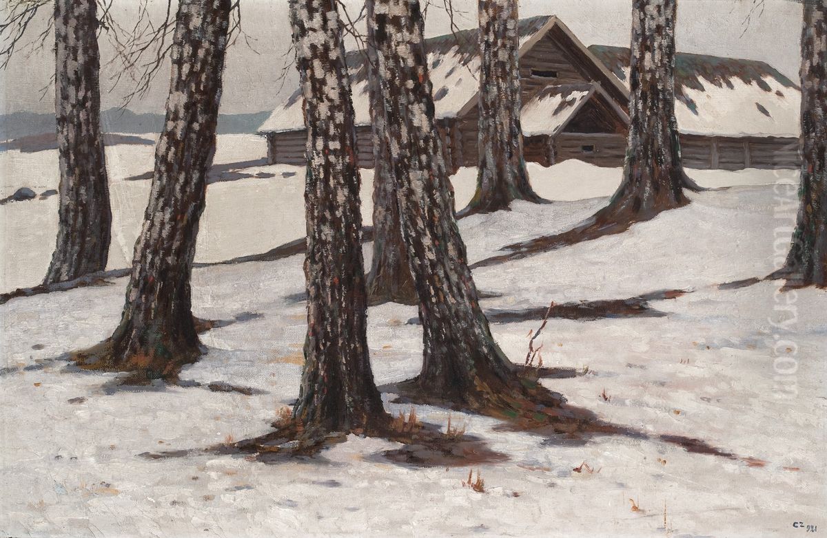 Winter Oil Painting by Czeslaw Znamierowski