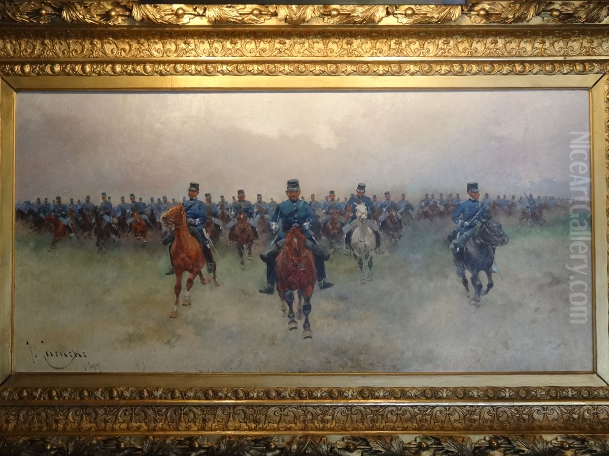 Carrega de cavalleria Oil Painting by Josep Cusachs