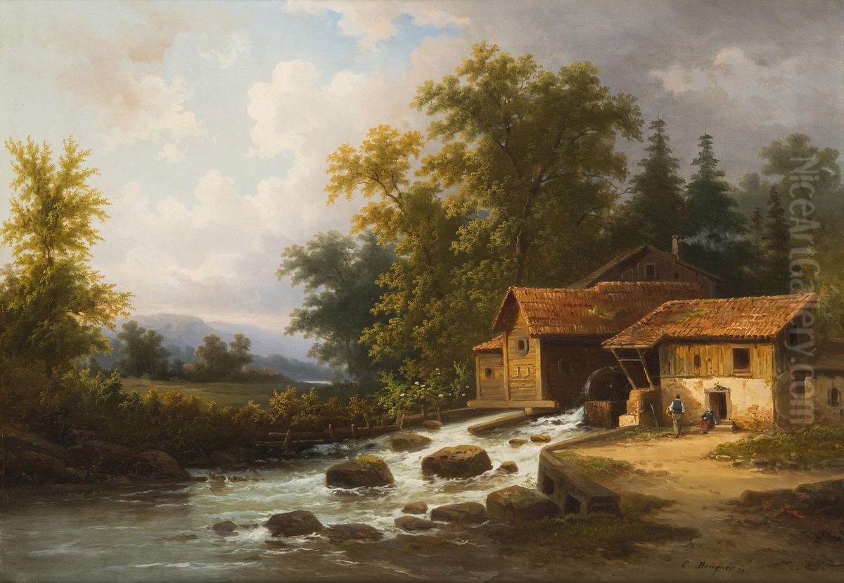 Landschaft mit Muhle Oil Painting by Colestin Brugner