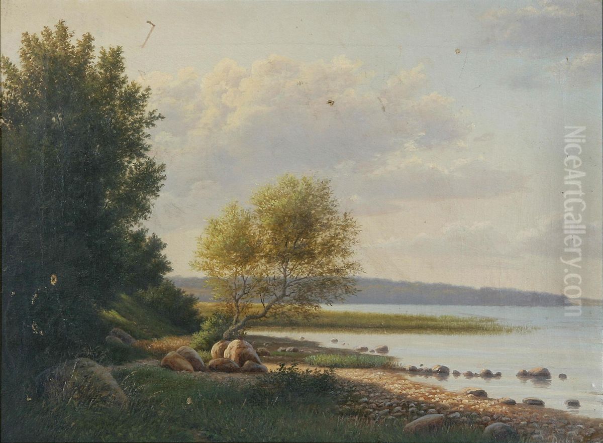 Landscape at an inlet. Oil Painting by Johan Vilhelm Ludvig Dahl