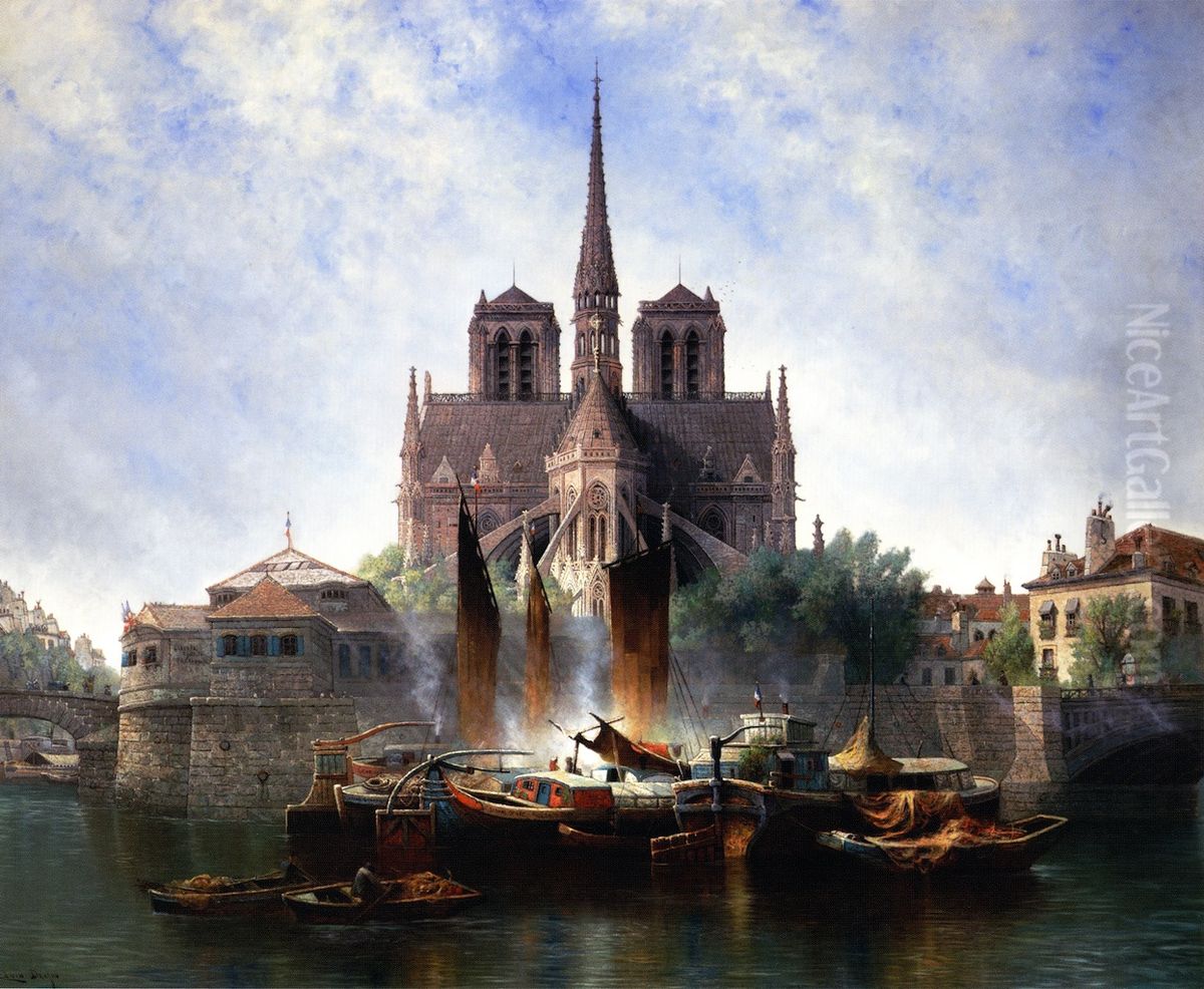 Notre Dame, Paris. Oil Painting by Edwin Deakin