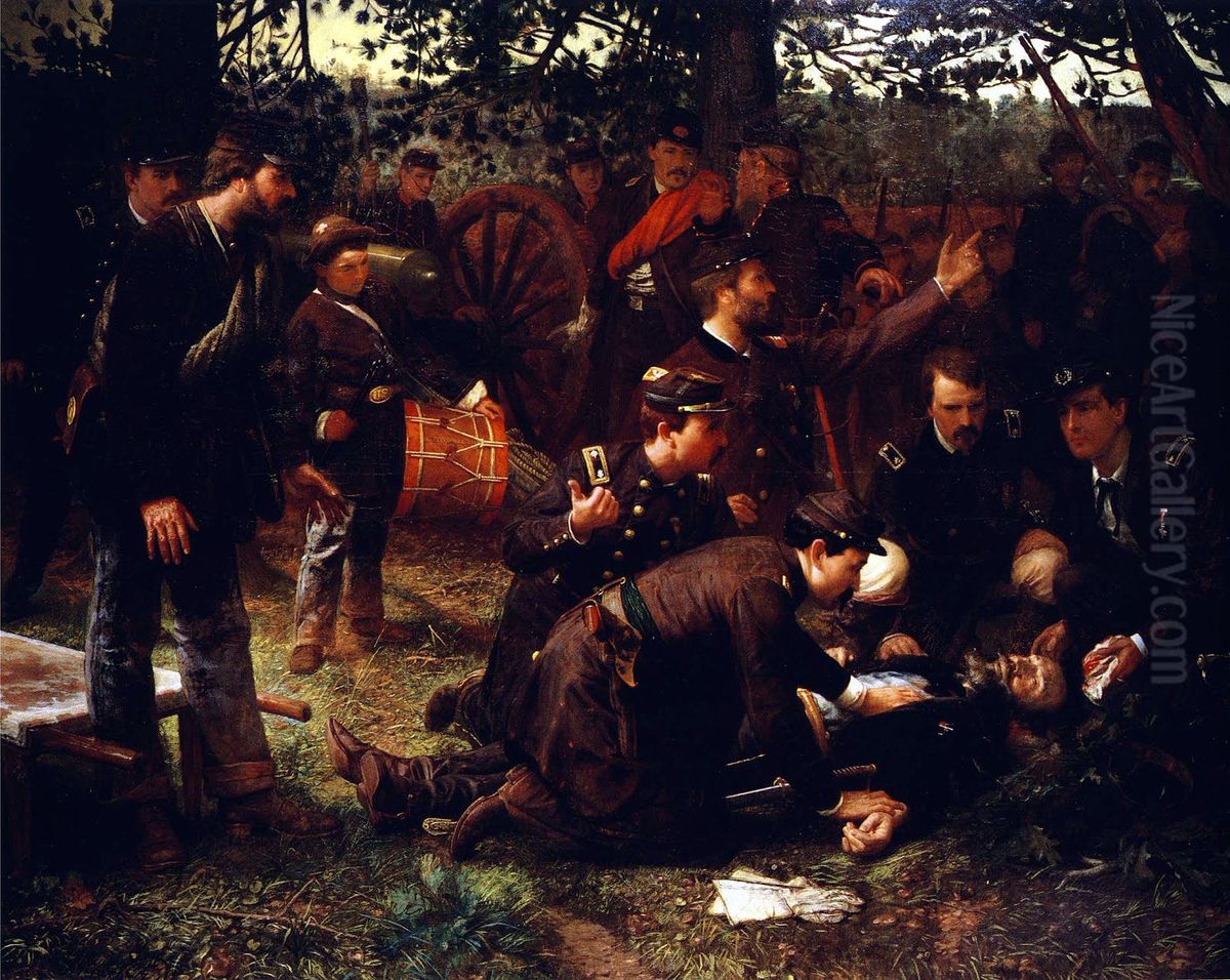 The Death Of General Sedgwick Oil Painting by Julian Scott