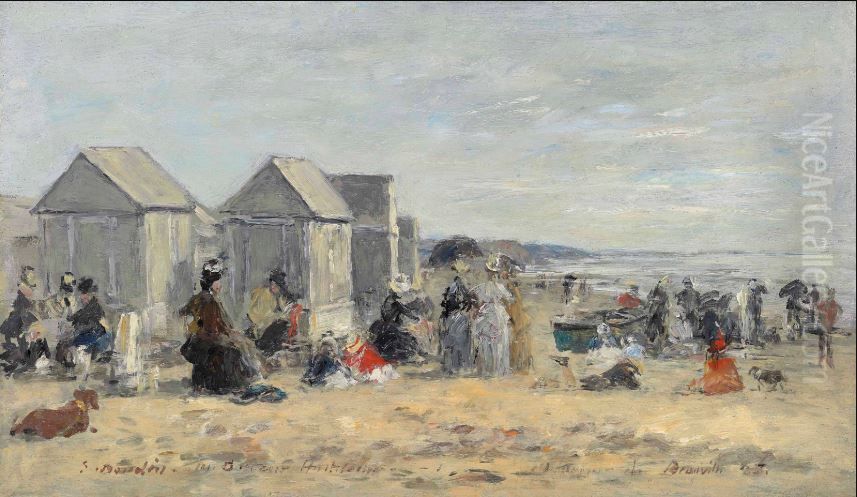 Deauville. Beach scene Oil Painting by Eugene Louis Boudin