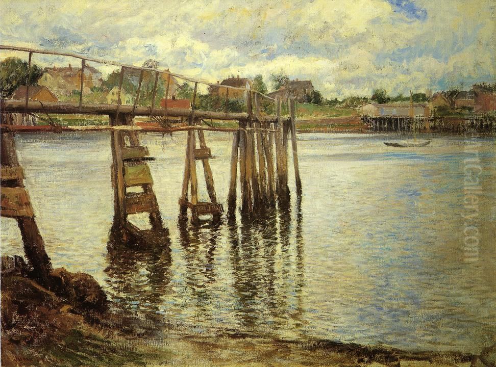 Jetty at Low Tide aka The Water Pier Oil Painting by Joseph DeCamp
