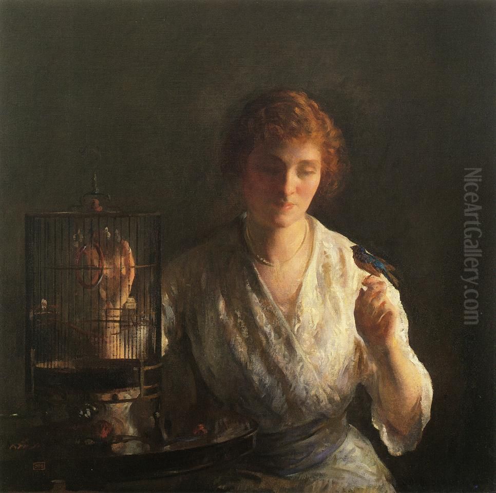 Blue Bird Oil Painting by Joseph DeCamp