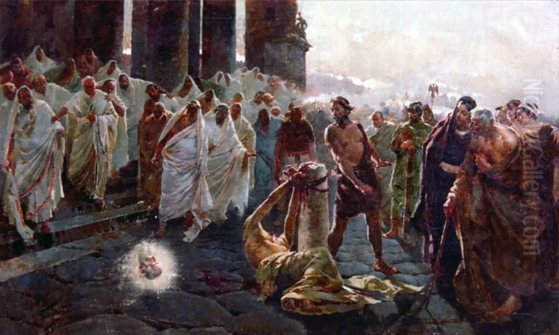 Sketch of The Beheading of Saint Paul Oil Painting by Enrique Simonet
