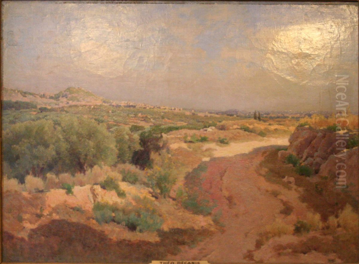 Vue d'Allauch pres Marseille Oil Painting by Theophile Henri Decanis