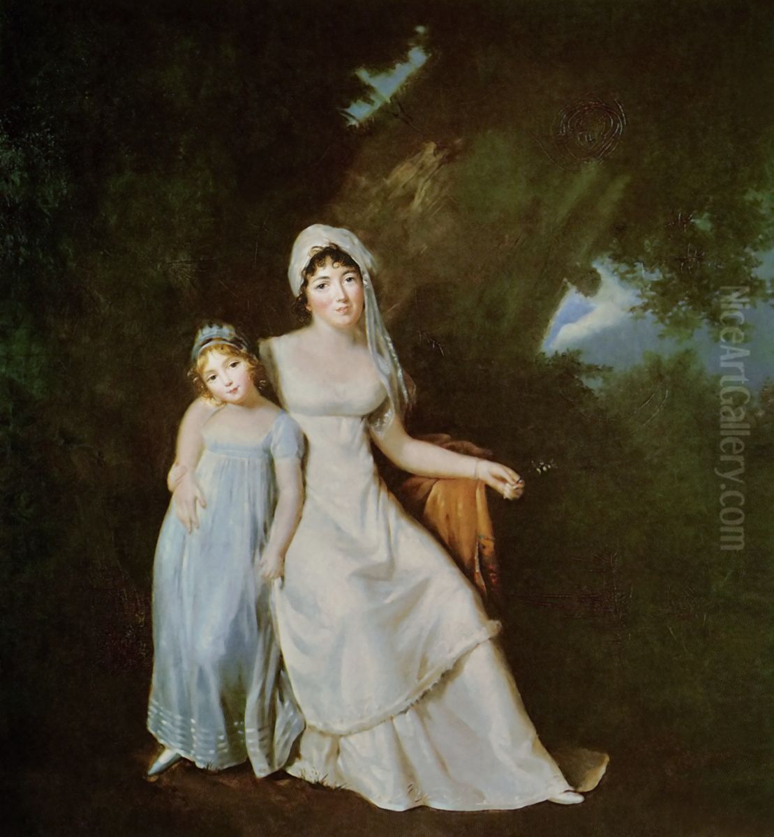 Mme de Stael avec sa fille Albertine Oil Painting by Marguerite Gerard