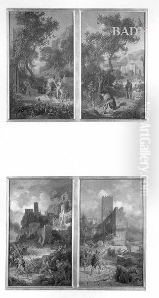 two mythological scenes Oil Painting by Friedrich Preller the Elder