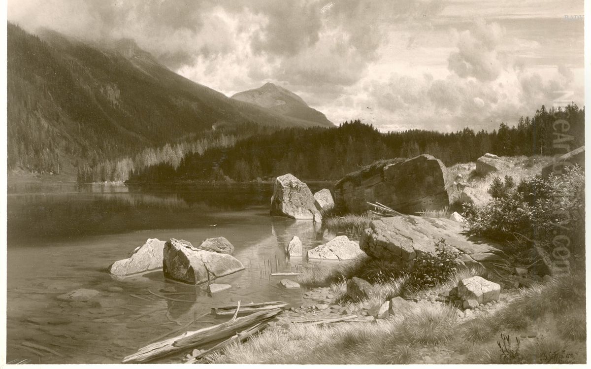 Am Hintersee, Ramsau Oil Painting by Johann Gottfried Steffan