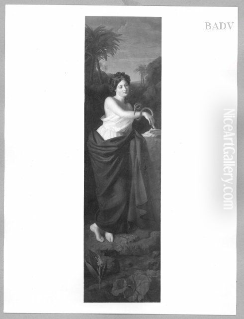 maid with snake Oil Painting by Ferdinand Georg Waldmuller