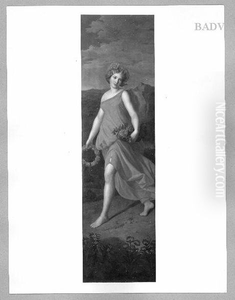 Girl with flowers Oil Painting by Ferdinand Georg Waldmuller