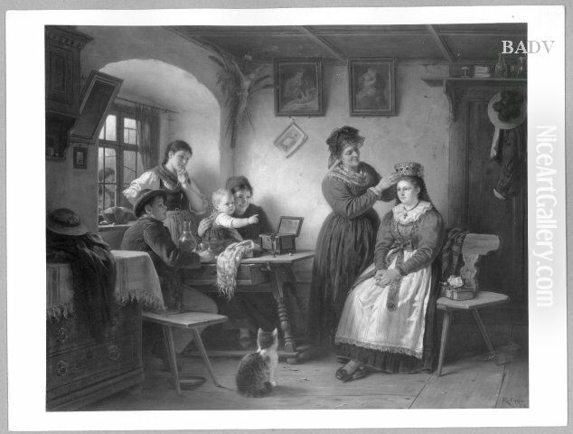 Schmucken einer Braut Oil Painting by Rudolf Epp