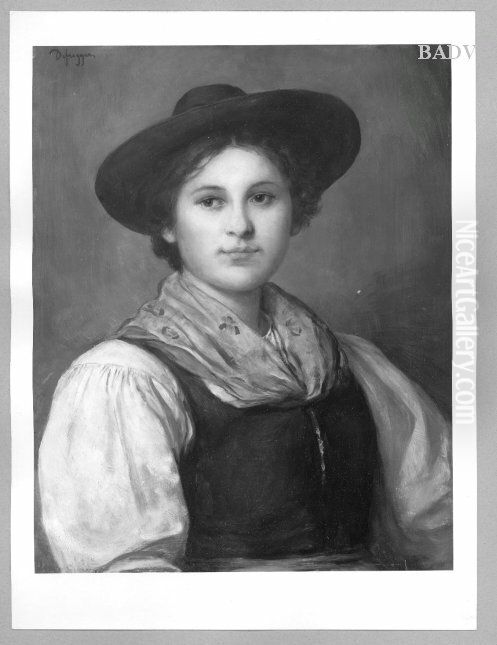 Tiroler Bauerin mit Hut Oil Painting by Franz Defregger