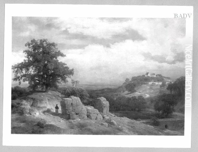 Landscape with a pilgrim Oil Painting by Karl Friedrich Lessing