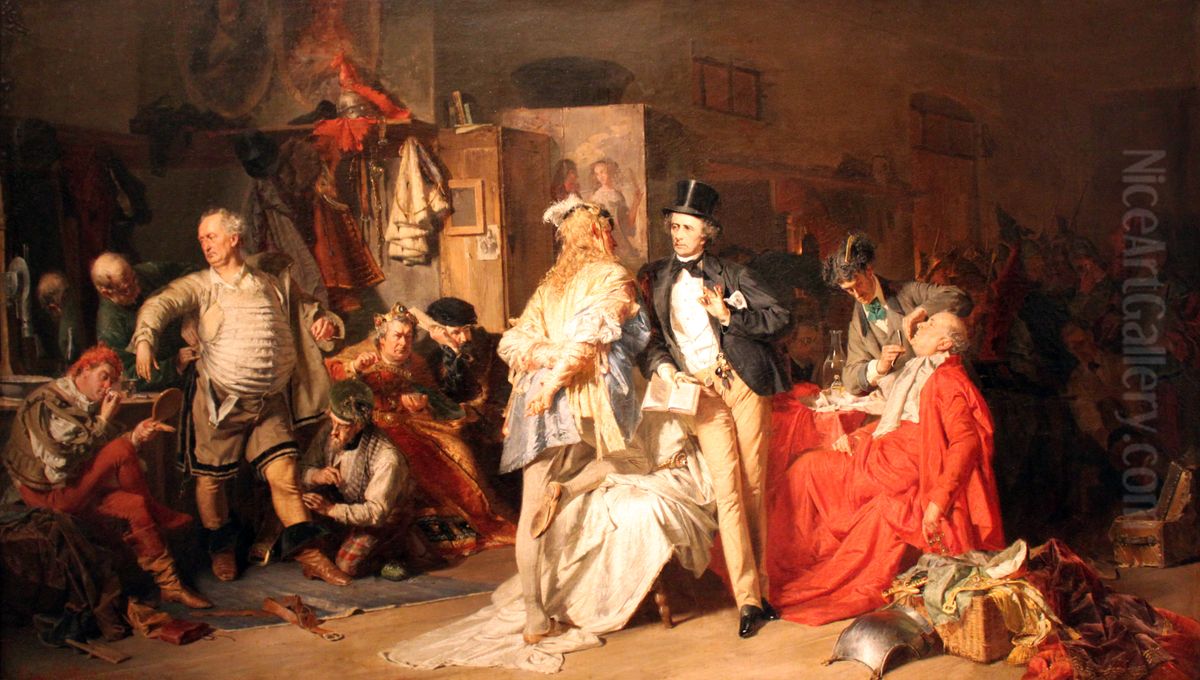 Behind the Scenes Oil Painting by Eduard Von Grutzner