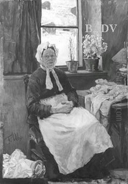 F. v. Uhde Oil Painting by Fritz von Uhde