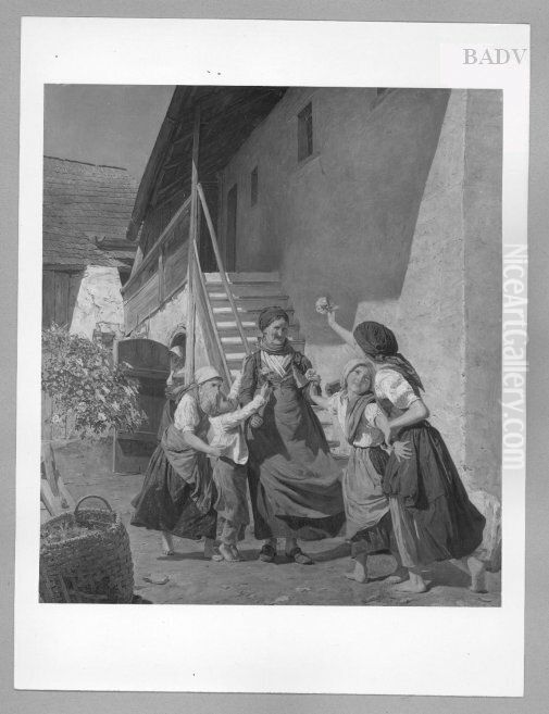 Empfang der Grossmutter Oil Painting by Ferdinand Georg Waldmuller