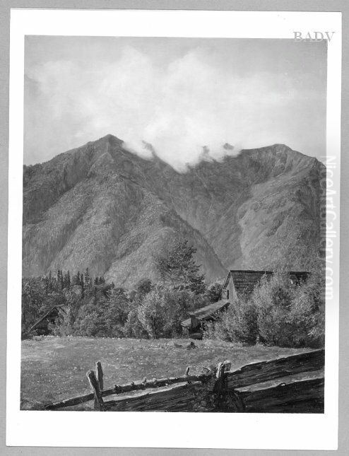 Gebirgslandschaft mit Haus Oil Painting by Ferdinand Georg Waldmuller