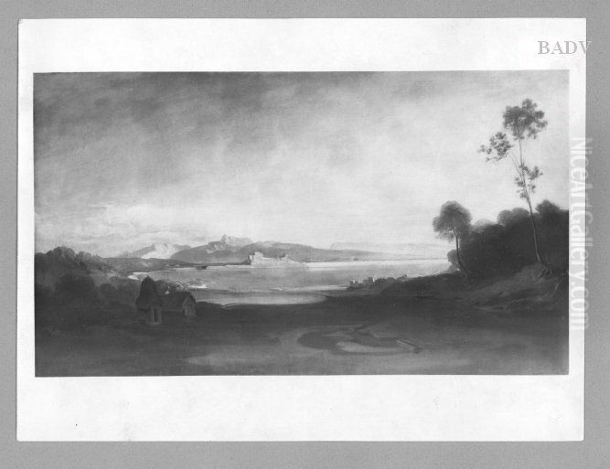 Sudliche Landschaft mit See Oil Painting by Carl Rottmann