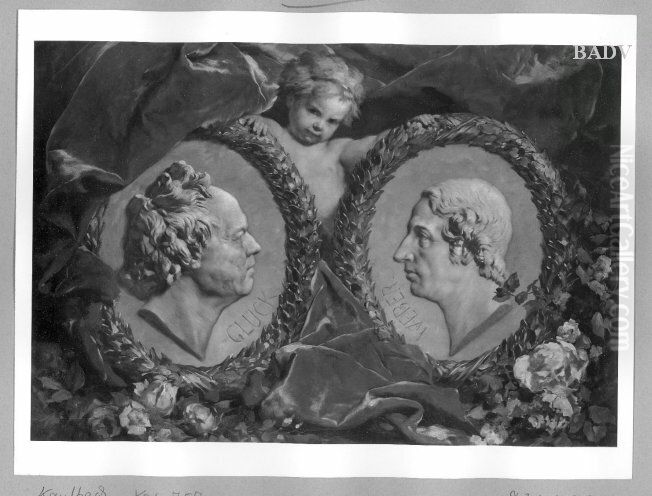 Gluck und Weber, Kopfe im Oval Oil Painting by Friedrich August von Kaulbach