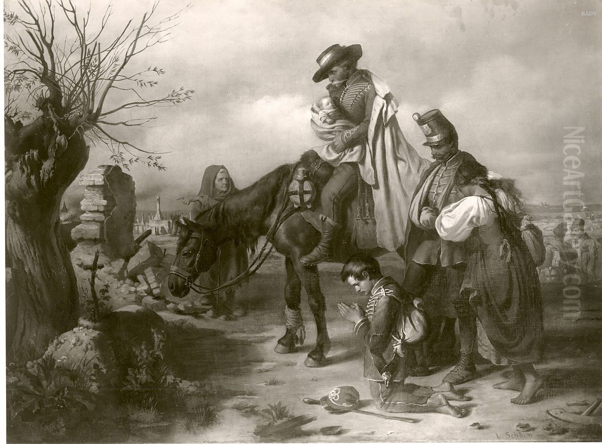 Heimkehr am Grab Oil Painting by Alois Schonn