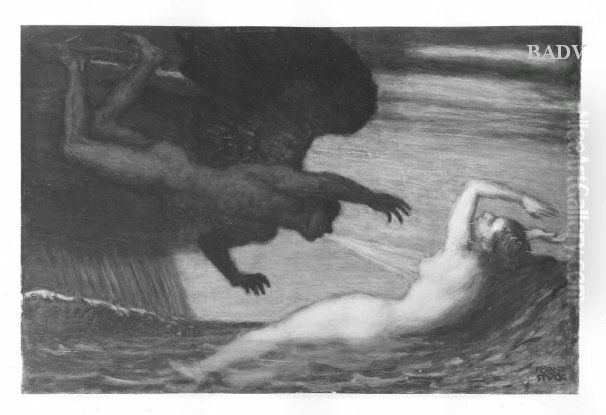 Mythologische Szene (Wind und Welle) Oil Painting by Franz Stuck