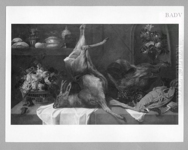 Stillleben mit Rehbock, Blumen, Fruchten und Hummer Oil Painting by Frans Snyders